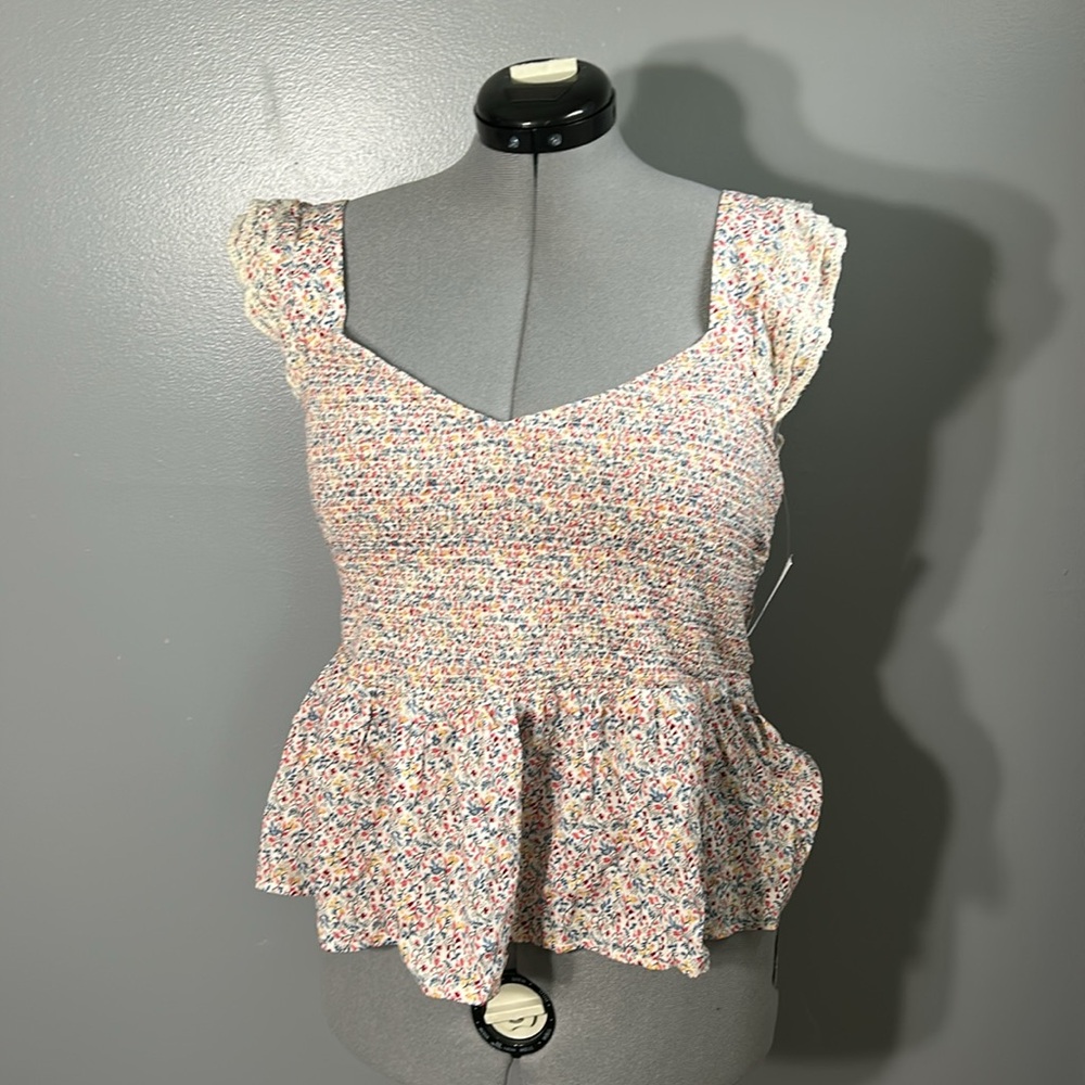 Old navy floral cropped peplum top smocked